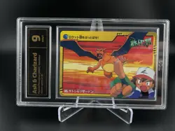 Ash & Charizard #35 Pokemon Anime Series Collection Japanese TCG 9 Graded Card - Image 1
