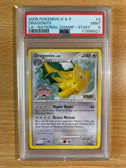 Pokemon Dragonite 2/146 PSA 9 MINT D&P LA National Championship STAFF Promo - Image 1