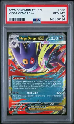 2025 POKEMON PFL EN-PHANTASMAL FLAMES #056 MEGA GENGAR EX PSA 10 ✅ - Image 1