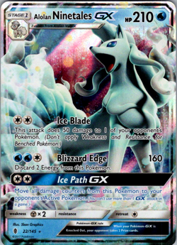 Alolan Ninetales GX 22/145 Sun & Moon Guardians Rising Holo Rare Pokemon TCG NM - Image 1