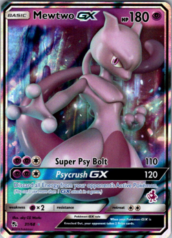 Mewtwo GX 31/68 Battle Academy Stamped Full Art Holo Rare Pokemon TCG NM - Image 1