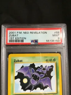 Pokemon Cards: 1st Edition Neo Revelation Common: Zubat 59/64: PSA 9 - Image 3