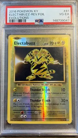 2016 Pokemon XY Evolutions Electrabuzz Reverse Holo Foil PSA 4 VG-EX #41 - Image 1