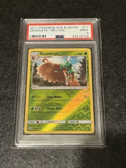Pokemon TCG Decidueye Sun & Moon 11/149 Reverse Holo Rare PSA 9 - Image 1