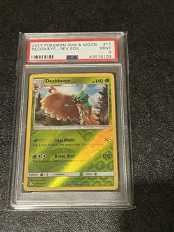 Pokemon TCG Decidueye Sun & Moon 11/149 Reverse Holo Rare PSA 9 - Image 2