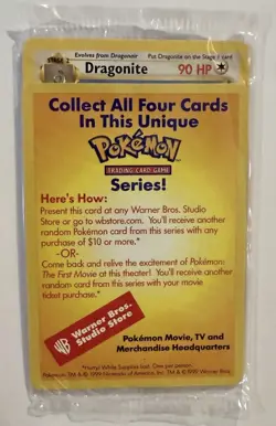 Unopened Pokemon The First Movie 1999 WB Warner Bros Promo Dragonite Card Sealed - Image 1