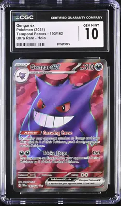 CGC 10 - GENGAR EX - 193/162 TEMPORAL FORCES ULTRA RARE HOLO POKEMON - Image 1