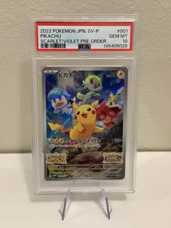 Pikachu 001/SV-P Promo Scarlet & Violet Pre-Order PSA 10 POKEMON JAPANESE 2022 - Image 1
