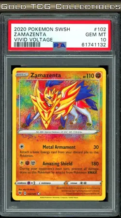 PSA 10 ⭐ Pokemon Zamazenta 102 Amazing Rare Vivid Voltage Full Art Graded Card - Image 1