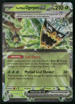 ✰ TEAL MASK OGERPON EX 012/131 DOUBLE RARE PRISMATIC EVOLUTIONS POKEMON ✰ NM/M - Image 2
