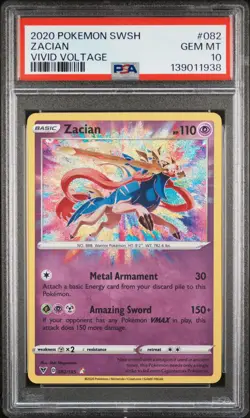 PSA 10 ZACIAN 082 AMAZING RARE VIVID VOLTAGE POKEMON MJ - Image 1