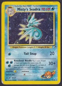 Pokemon Misty’s Seadra 9/132 Holo Prerelease Gym Heroes - Image 1