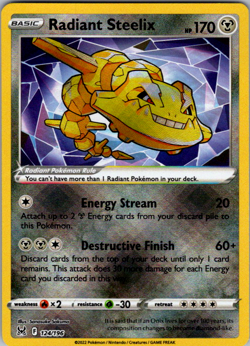 Radiant Steelix 124/196 Lost Origins Ultra Rare Holo Pokemon TCG NM - Image 1