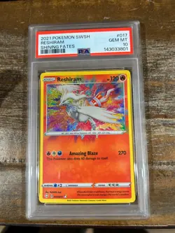 POKEMON 2021 Shining Fates RESHIRAM #017 PSA 10 Gem Mint Rare Amazing - Image 1