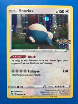 Pokemon TCG Snorlax (Cosmos Holo) Promo 055/078 Pokemon Go - SWIRL & Holobleed - Image 3