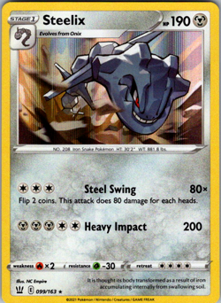 Steelix 99/163 Sword & Shield Battle Styles Rare Holo Pokemon TCG NM - Image 1