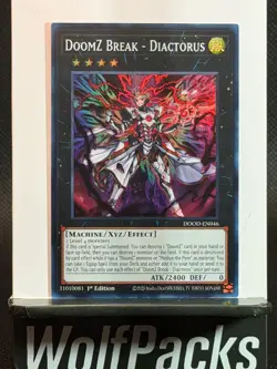 Yu-Gi-Oh Doom of Dimensions - DoomZ Break Diactorus 1st Ed DOOD-EN046 Super Rare - Image 1