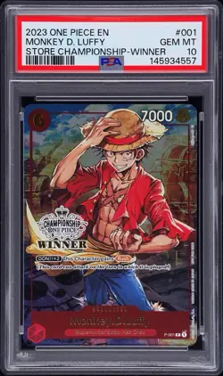 2023 ONE PIECE PROMOS STORE CHAMP-WINNER #001 MONKEY D. LUFFY PSA 10 GEM MINT - Image 1