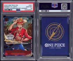 2023 ONE PIECE PROMOS STORE CHAMP-WINNER #001 MONKEY D. LUFFY PSA 10 GEM MINT - Image 3