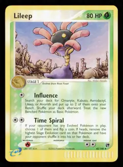 Pokemon Card Lileep 42/100 Reverse Holo Foil Sandstorm Vintage LP 2003 - Image 1