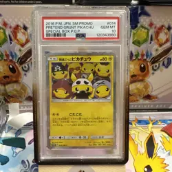 PSA 10 PRETEND GRUNT PIKACHU 014/SM-P | Special Box Promo Graded Pokemon Card - Image 1