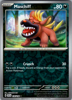Maschiff 136/198 Scarlet & Violet Base Set Reverse Holo Pokemon TCG NM - Image 1