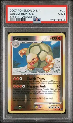 2007 POKEMON DIAMOND & PEARL SECRET WONDERS #29 GOLEM-REVERSE FOIL PSA 9 - Image 1