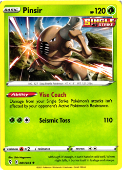 Pinsir 001/203 Evolving Skies Rare Near Mint Pokemon DNA GAMES - Image 1