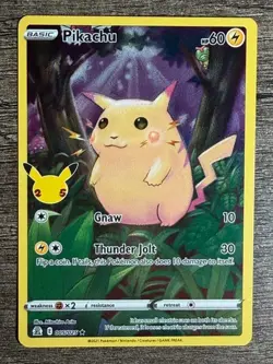 POKEMON FULL ART PIKACHU 005/025 RARE CELEBRATIONS 2021 LP + ARCEUS SLEEVE - Image 1