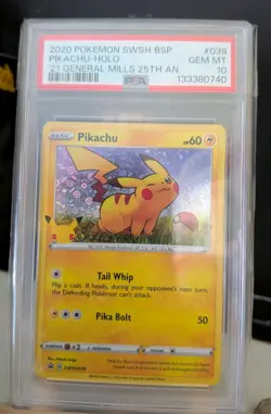 Pikachu PSA 10 General Mills 25th Anniversary Holo Promo SWSH039 Pokemon TCG - Image 1