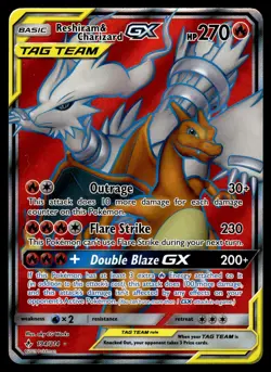 RESHIRAM & CHARIZARD GX - 194/214 Rare Ultra Unbroken Bonds Pokemon LP - Image 1