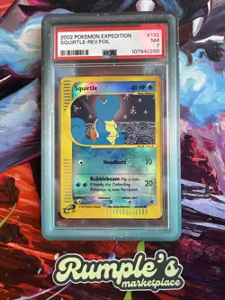 2002 Pokemon Expedition Squirtle 132/165 Reverse Holo E-Reader PSA 7 NM - Image 1