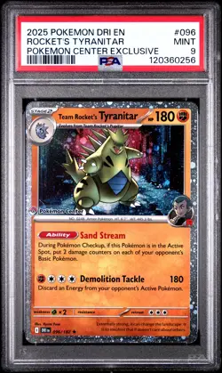 2025 POKEMON DRI EN-DESTINED RIVALS #096 TEAM ROCKET'S TYRANITAR PSA 9 - Image 1