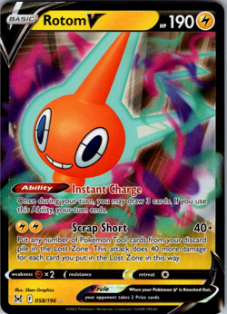Rotom V 058/196 Lost Origin Ultra Rare Full Art Holo Pokemon TCG NM - Image 1