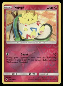 Pokemon Cards Togepi 136/214 Reverse Holo Unbroken Bonds Common NM - Image 1