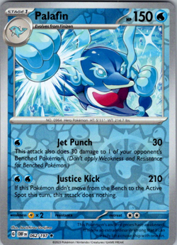 Palafin 062/197 Scarlet Violet Obsidian Flames Reverse Holo Rare Pokemon TCG NM - Image 1
