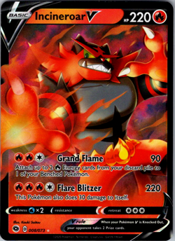 Incineroar V 008/073 Champions Path Ultra Rare Full Art Holo Pokemon TCG NM - Image 1