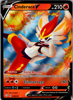Cinderace V 018/072 Shining Fates Ultra Rare Full Art Holo Pokemon TCG NM - Image 1