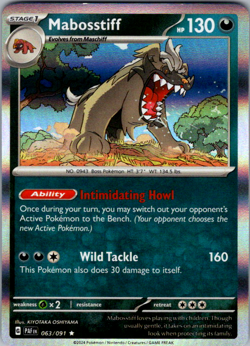 Mabosstiff 063/091 Scarlet & Violet: Paldean Fates Holo Rare Pokemon TCG NM - Image 1