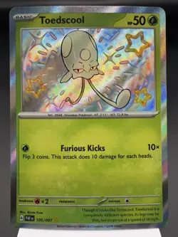 Toedscool 105/091 - Shiny Holo Rare - Paldean Fates Pokemon Card MINT - Image 1
