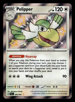Pelipper 204/091 Shiny Holo Paldean Fates Pokemon Card - Image 1