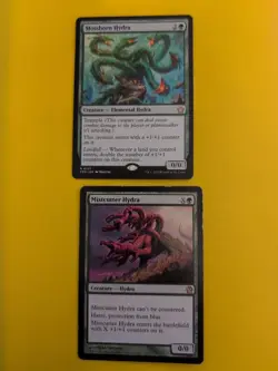 Mossborn Hydra FDN rare & worn Mistcutter hydra Magic the Gathering 2 Card. - Image 1