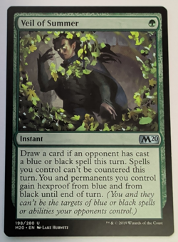 {1x} ~~ Veil of Summer ~~ NM MTG MAGIC EDH Core Set 2020 M20 **Startropic** - Image 1