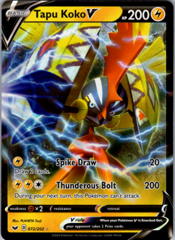 Tapu Koko V 072/202 Sword & Shield Ultra Rare Full Art Holo Pokemon TCG NM - Image 1