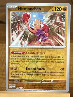 Pokemon TCG Hitmonchan 107/165 Scarlet & Violet 151 Reverse Holo Uncommon - Image 1