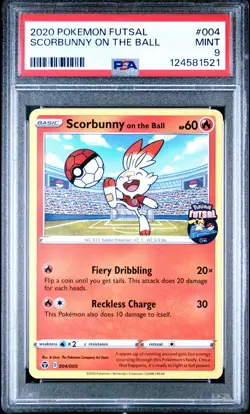 2020 POKEMON FUTSAL #004 SCORBUNNY ON THE BALL PSA 9 - Image 1