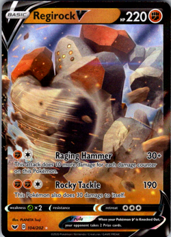 Regirock V 104/202 Sword & Shield Base Set Full Art Rare Holo Pokemon TCG NM - Image 1