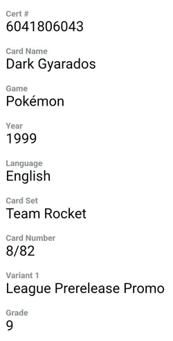 CGC 9 MINT Dark Gyarados Team Rocket 8/82 Holo Prerelease Promo Pokemon Card 043 - Image 2