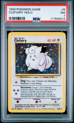 Pokemon Base Set Clefairy Holo PSA 7 5/102 1999 English Vintage Card - Image 1