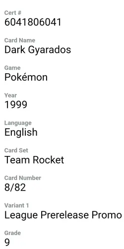 CGC 9 MINT Dark Gyarados Team Rocket 8/82 Holo Prerelease Promo Pokemon Card 041 - Image 2